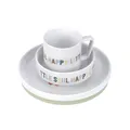 Produktbild: LÄSSIG Geschirrset Porzellan Kindergeschirrset Teller Schüssel Tasse mit Silikonring rutschfest Kindergeschirr/Happy Fruits