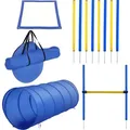 Produktbild: PawHut Agility Übungsset Slalom Hürden Tunnel Hundesport Trainingsplatz aus PE und Polyester in Blau und Gelb für aktive Hunde   Aosom.de