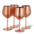 Produktbild: Oak & Steel - 4 Edelstahl Weingläser (540ml) - Matt Roségold/Kupfer - Robust & Unzerbrechlich - Geschenkset für Geburtstage, Hochzeiten & Weihnachten