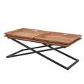 Produktbild: Couchtisch Allround Tischplatte Akazie massiv  mit 2 Tabletts Gestell schwarz