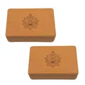 Produktbild: DIVASYA Yoga Blöcke aus Kork | 2er Set | 22,5 x 15 x 7,5 cm | abgerundete Kanten | rutschfest & robust | Yoga Block Kork (Lotus 2er Set)