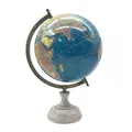 Produktbild: EXERZ 20cm Antiker Globus, Englische Karte, Ozeanblau mit Holzsockel (20 cm)