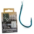 Produktbild: Zite Fishing Vorfach-Haken Forelle Gebunden – Größe 8-10 Angelhaken mit Vorfach-Schnur – Forellenhaken Blau mit Angelschnur (Größe 8)
