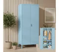 Produktbild: skølm Kleiderschrank Ituri aus Metall (Blau) Metallschrank mit 6 Fächern & 2 Kleiderstangen, 170x80x45 cm