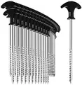 Produktbild: com-four® 36x Zelt-Heringe aus Stahl - robuste Erdnägel mit Gewinde für Camping und Outdoor - ideal für normalen und harten Boden mit T-Griff 0170x7mm
