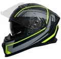 Produktbild: Integralhelm Helm Motorradhelm RALLOX 69-G neon gelb grün schwarz matt Größe L mit Sonnenvisier