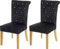 Produktbild: 2er-Set Esszimmerstuhl MCW-D22, Stuhl Küchenstuhl, Nieten Samt schwarz, goldfarbene Beine