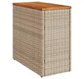 Produktbild: vidaXL Gartentisch Garten-Beistelltisch Holzplatte Beige 58x27,5x55 cm Poly Rattan (1-St)