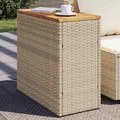 Produktbild: Garten-Beistelltisch Holzplatte Beige 58x27,5x55 cm Poly Rattan