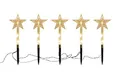 Produktbild: LED Garten Leuchtstäbe Stern 24 cm (transparent) - 5er Set mit Batterie und Timer - Gartenstecker Balkon Weihnachts Deko Außen