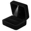 Produktbild: Ring Box Ringschachtel mit LED Licht Schwarze Ringetui Samt Schmuck Geschenkb...