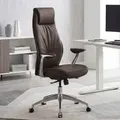Produktbild: FineBuy Bürostuhl Braun Echt-Leder Schreibtischstuhl 120KG Chefsessel mit Synchronmechanik Drehstuhl - Braun