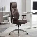 Produktbild: FineBuy Bürostuhl Echtleder Braun Schreibtischstuhl Chefsessel Drehstuhl 120KG