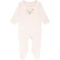 Produktbild: Steiff Baby Strampler - Einteiler, Baumwolle, Bär, Streifen, Druckknöpfe, Logo, langarm Rosa/Weiß 74
