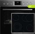 Produktbild: AEG Einbauherdset Glaskeramik Kochfeld 60cm Edelstahl  AquaClean Timer