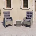 Produktbild: vidaXL 3-tlg. Bistro-Set Poly Rattan und Glas Grau