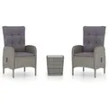 Produktbild: vidaXL 3-Tlg Bistro-Set Poly Rattan und Glas Grau 3058534