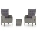 Produktbild: vidaXL 3-tlg. Bistro-Set Poly Rattan und Glas Grau - Grau