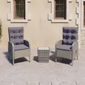 Produktbild: 3-tlg. Bistro-set Poly Rattan Und Glas Grau - Vidaxl