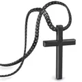 Produktbild: SERASAR Kette Herren Halskette mit Anhänger Edelstahl Schwarz Schmuck Schachtel Geschenk für Männer Cross Necklace Men Jewelry Band Jesus Kreuz Kubanische