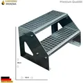 Produktbild: Gitterrost Stahl Freistehende Treppe 2 Stufen Verzinkt - (L x B x H) 44cm x 60cm x 38cm - Silber