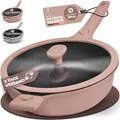 Produktbild: TRAUMLEBEN Bratpfanne 28 cm mit Deckel, abnehmbaren Griffen & Antihaftbeschichtung, PFOA-frei, für Induktion geeignet | ofenfest | hoher Rand | beschichtete Pfanne