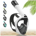 Produktbild: Khroom Schnorchel Schnorchelmaske Erwachsene Tauchermaske Vollgesichtsmaske Schnorcheln (geprüfte CO2 Sicherheit, Vollgesichtsmaske Tauchmaske), Seaview Pro weiß L/XL (ab 1,70m)