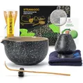 Produktbild: TEANAGOO Matcha Set | Matcha Tee Set | Matcha Schale |matcha zubehör set|Matcha Schüssel mit Ausgießer Bambus Matcha Whisk-7 Stück MatchaTea Sets für Matcha-Liebhaber,N17, Anthrazitgrau