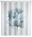 Produktbild: WENKO Anti-Schimmel Duschvorhang Ginkgo, Textil-Vorhang mit Antischimmel Effekt fürs Badezimmer, waschbar, wasserabweisend, mit Ringen zur Befestigung an der Duschstange, 180 x 200 cm