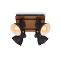 Produktbild: Briloner Leuchten Deckenlampe retro mit Holzbalken, 4-flammige Deckenleuchte vintage, E27 Fassung max. 40 Watt, verstellbare Lampenschirme, rustikaler Deckenspot, Schwarz-Weiß-Holz, 1 Stück (1er Pack)