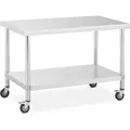 Produktbild: Royal Catering Edelstahltisch mit Rollen - PREMIUM - 70 x 120 cm - 158 kg - - Silber