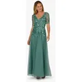Produktbild: Adrianna Papell Abendkleid Beaded Mesh Long Dress Funkelndes Kleid mit Perlen und Pailletten grün 36