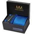 Produktbild: Massi Morino Krawatte (1-St) mit Einstecktuch, Manschettenknöpfen und Krawattenklammer blau