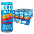 Produktbild: NOCCO BCAA energy drink 24er pack – zuckerfrei, vegan Energy Getränk mit Koffein, Vitaminen und Aminosäuren – Blutorangengeschmack, 24 x 330ml inkl. Pfand (Blood Orange Del Sol)