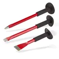 Produktbild: Handmeißel Meißelset Flachmeißel Spitzmeißel Meißel Set 3 tlg. mit Handschutz
