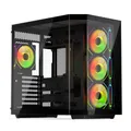 Produktbild: KRUX Empero, geräumiges ATX Computergehäuse, PC-Gehäuse vom Typ Fishtank, 4x120-mm-ARGB-Lüfter, Seitenglaspanel, bis zu 420 mm GPU, 155 mm CPU-Kühlung, 1xUSB Typ C 3.0, 2xUSB 2.0