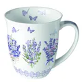 Produktbild: Ambiente Teetasse Kaffeetasse Becher Mug 0,4l Lavendel Schmetterlinge in zarten Farben Fine Bone China Porzellan Serie lovely lavender Ganzjahresmotiv