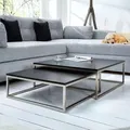 Produktbild: 2er Set Design Couchtisch MENTO schwarz gebürsteter Stahl 75cm - Schwarz