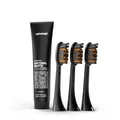 Produktbild: ZAHNHELD® Bürstenköpfe Pro X-Clean mit Zahnpasta Natural White | Mittelharte Wechselköpfe Für Gero Schallzahnbürste | Schwarz, 3 Stück | Zahncreme mit Fluorid | Minzgeschmack