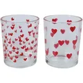 Produktbild: Decoris 1 Teelichthalter Glas 6,5cm Teelichtglas rote Herzen Tischdeko Kerzenglas Glas Teelichter Windlicht Kerzenhalter Dekoglas Windlichtglas Transparent