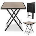 Produktbild: BRUBAKER Gartentisch Bergamo - 58 x 58 cm Balkontisch wetterfest - Metall Beistelltisch klappbar - Campingtisch eckig mit Stein Optik - Klapptisch für Balkon, Terrasse - Bistrotisch - Beige