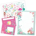 Produktbild: Papierdrachen Briefblock Set - 50 bunt bedruckte Briefbögen - Briefpapier mit Stickerbogen - 20 bedruckte Umschläge - Geschenkidee für Kinder - Meerjungfrau