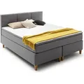 Produktbild: Boxspringbett Kenora grau 7-Zonen TFK mit Topper 180x200 - Grau