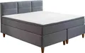 Produktbild: Boxspringbett - 180 x 200 cm - Braun - Grau - Webstoffbezug - Holzdekorfüße - mit Topper