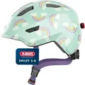 Produktbild: ABUS Kinderhelm Smiley 3.0 LED - Fahrradhelm mit Licht - tiefe Passform & Platz für einen Zopf - für Mädchen und Jungs - Hellblau mit Regenbogen... - Hellblau