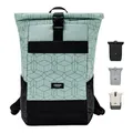 Produktbild: LARKSON Rucksack Damen Herren Mint - No 4 - Rolltop Backpack mit Laptopfach Uni, Arbeit & Fahrrad - Großer Reiserucksack - Wasserabweisend