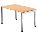 Produktbild: HAMMERBACHER JS12 höhenverstellbarer Schreibtisch buche rechteckig, 4-Fuß-Gestell silber 120,0 x 80,0 cm