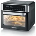 Produktbild: Severin 2-in-1 Toastofen & Heißluftfritteuse, 25L, LED-Display, Timer & 12 Auto-Programme, inkl. Backblech Grillrost Frittierkorb, 40-220°C, 2.200W - Schwarz