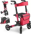 Produktbild: Juskys Rollator Vital faltbar, leicht, höhenverstellbar - Sitz, Tasche - Rot