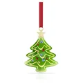 Produktbild: Swarovski Holiday Cheers Weihnachtsbaum Ornament, Grüner Kristallanhänger mit 254 Facetten, Hellem Stern aus Champagner-goldfarbenem Metall sowie Rotem Ripsband, Größe: 6.8 x 1.7 x 5.2 cm
